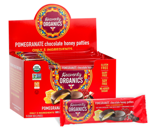 Picture of Heavenly Organics Heavenly Organics Honey Patties, Pomegranate Chocolate 16x33g
