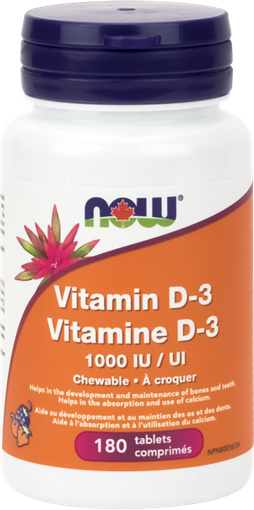 Picture of NOW Foods NOW Foods  Vitamin D-3 1,000 IU, 180 Chewable Tablets