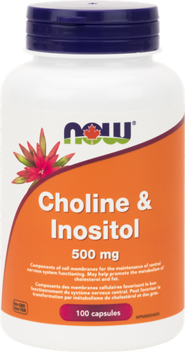 Picture of NOW Foods NOW Foods Choline 250mg & Inositol 250mg, 100 Capsules