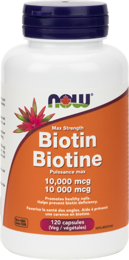 Picture of NOW Foods Biotin 10,000 mcg, 120 Veg Capsules