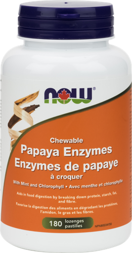 Picture of NOW Foods NOW Foods Papaya Enzymes Natural Peppermint Flavour, 180 Chewable Tablets