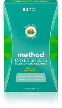 Picture of  Method Dryer Sheets, Beach Sage 80 Sheets