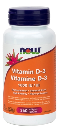 Picture of NOW Foods Vitamin D-3 1,000 IU, 360 Softgels