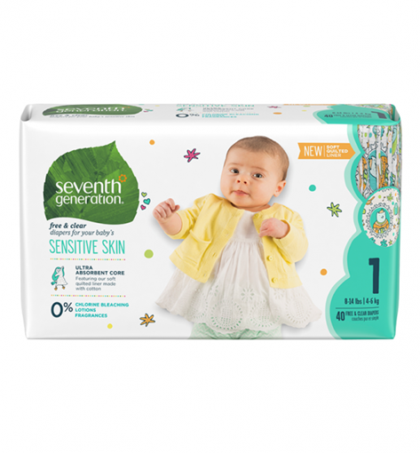 Picture of Seventh Generation Seventh Generation Stage 1 Diapers, Free & Clear 40 Count
