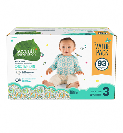 Picture of Seventh Generation Seventh Generation Stage 3 Diapers Value Pack, Free & Clear 93 Count