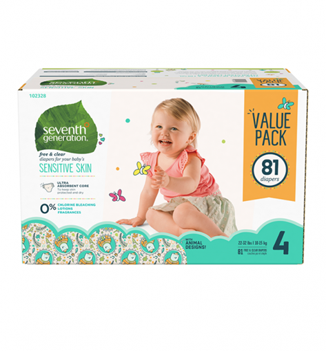 Picture of Seventh Generation Seventh Generation Stage 4 Diapers Value Pack, Free & Clear 81 Count
