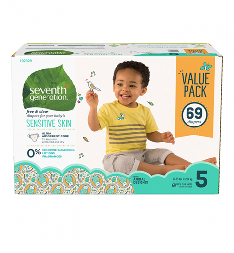 Picture of Seventh Generation Seventh Generation Stage 5 Diapers Value Pack, Free & Clear 69 Count