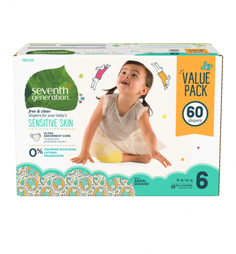 Picture of Seventh Generation Seventh Generation Stage 6 Diapers Value Pack, Free & Clear 60 Count