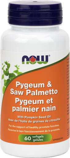 Picture of NOW Foods NOW Foods Pygeum 25mg and Saw Palmetto 80mg, 60 Softgels