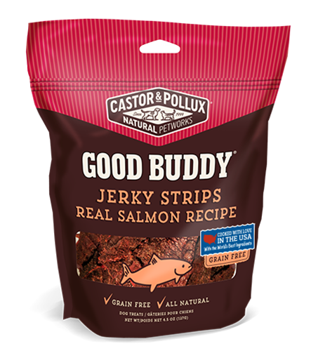 Picture of Castor & Pollux Castor & Pollux Jerky Strips Real Salmon Recipe, 127g