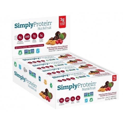 Picture of Simply Protein Simply Protein Nut & Fruit Bars, Dark Chocolate Cherry Almond 12x37g