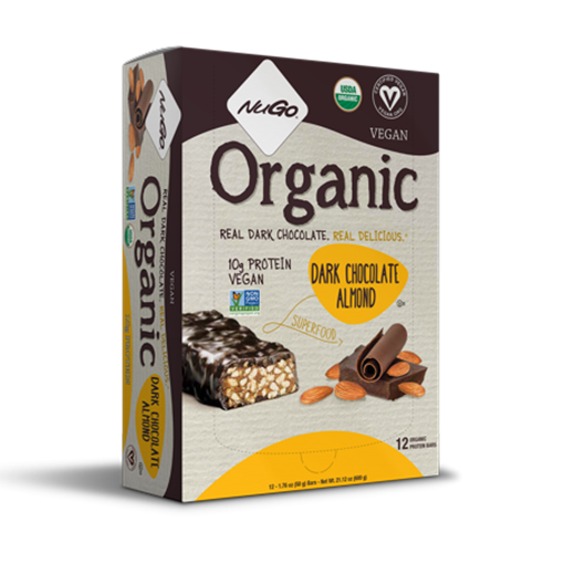 Picture of NuGo Nutrition To Go Dark Chocolate Almond Organic Protein Bars, 12x50g
