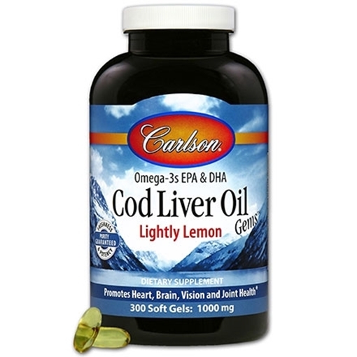 Picture of Carlson Laboratories Carlson Cod Liver Oil, Lightly Lemon 300 Soft Gels