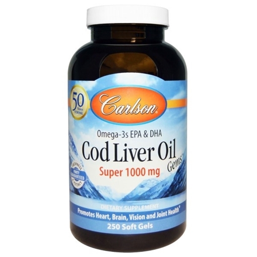 Picture of Carlson Laboratories Carlson Cod Liver Oil Super 1000 mg, 250 Soft Gels