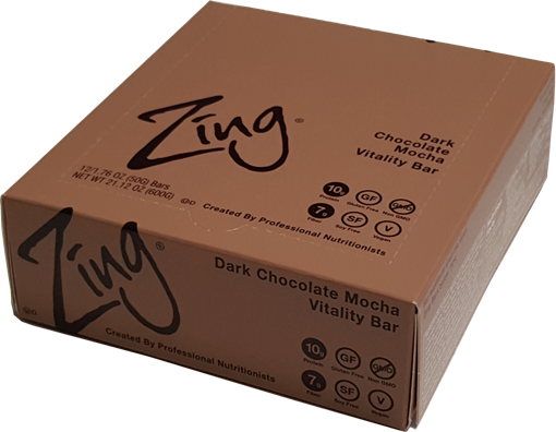 Picture of Zing Bars Zing Bars Dark Chocolate Mocha, 12x50g