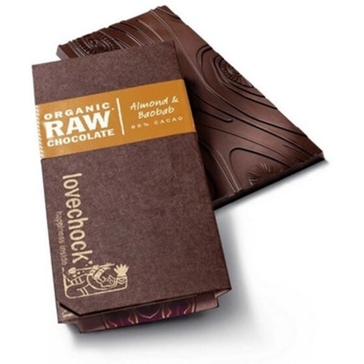Picture of Lovechock Lovechock Raw Organic Chocolate Bar, Almond and Baobab 70g