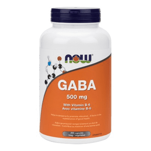 Picture of NOW Foods GABA 500mg + B-6, 200 Veg Capsules
