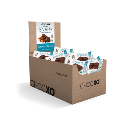 Picture of ChocXO Original 70% Dark Almond SeaSalt Snaps Candy, 48 x 14g