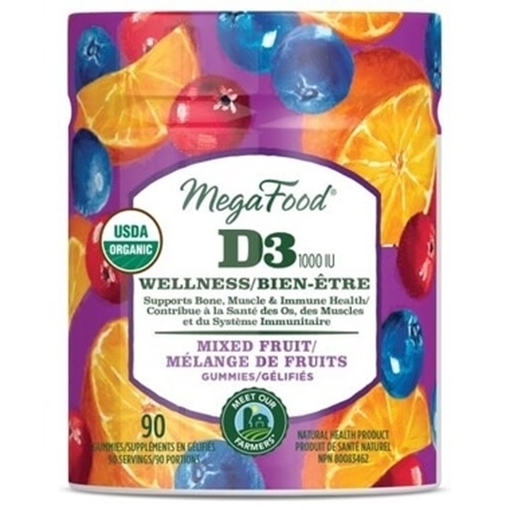Picture of MegaFood Vitamin D3 Wellness (1000 IU) Mixed Fruit Gummies, 90ct