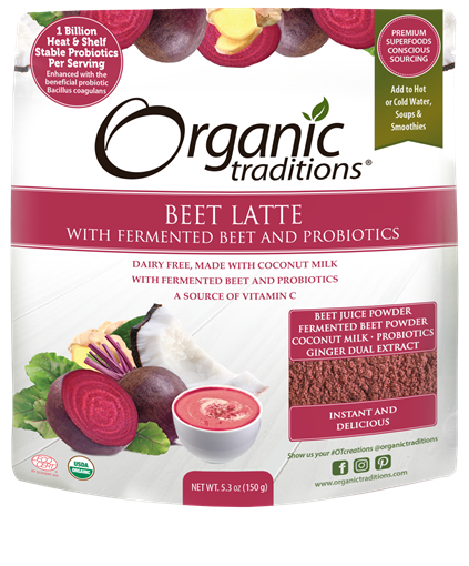 Picture of Organic Traditions Organic Beet Latte with Fermented Beets and Probiotics, 150g
