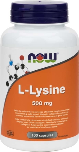 Picture of NOW Foods L-Lysine, 500mg/100 caps